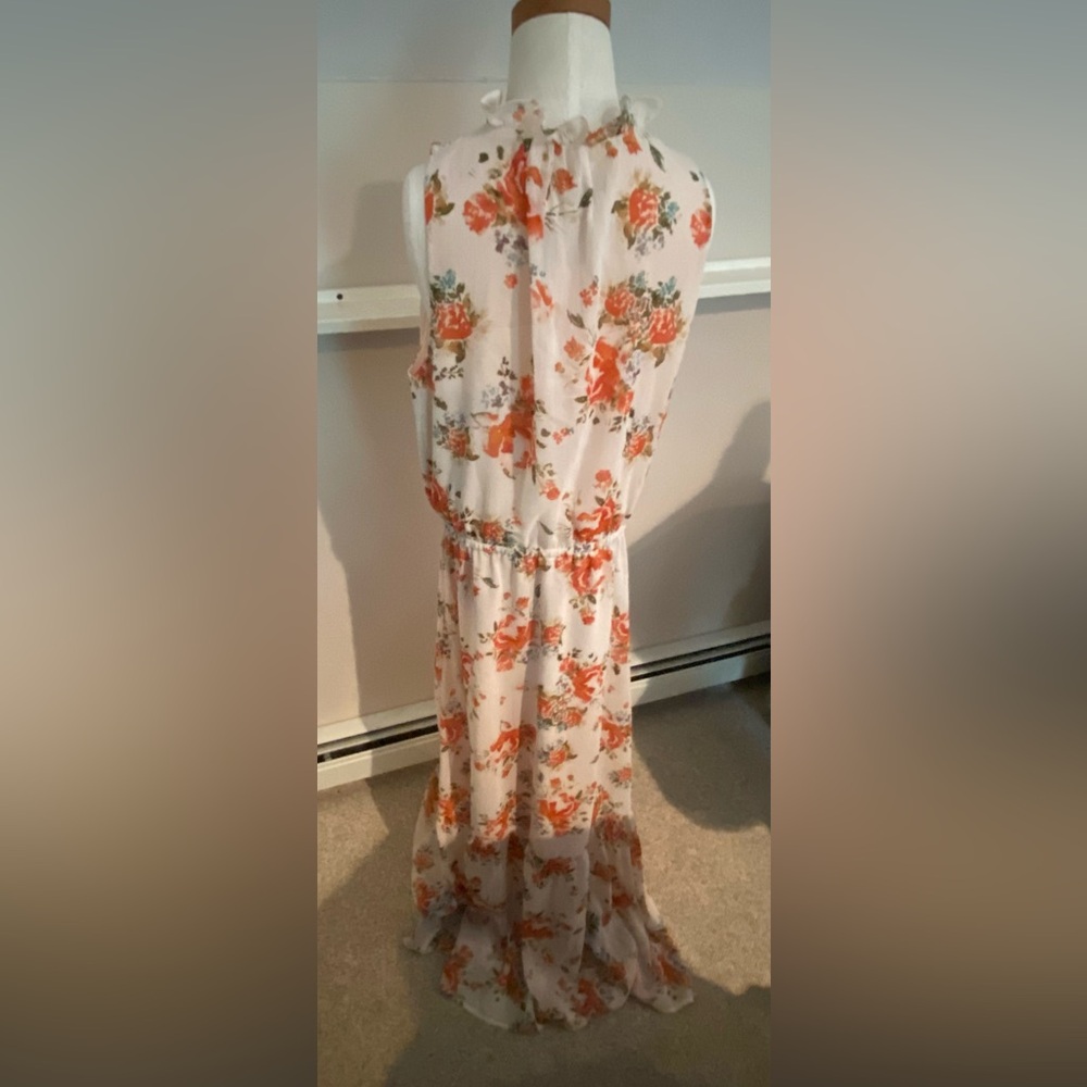 Mossimo Floral Ruffle Dress in Cream and Orange